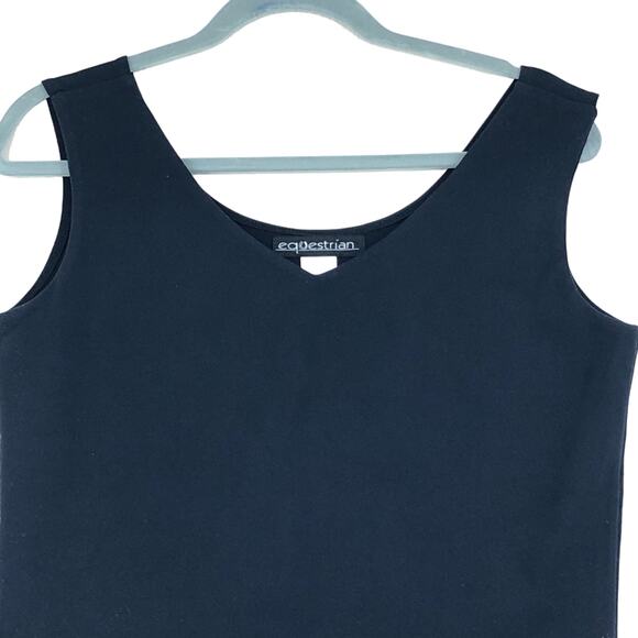 Equestrian Brand Womens Size L Tank Top Microfiber Stretch Navy Boxy Fit USA - Picture 2 of 9